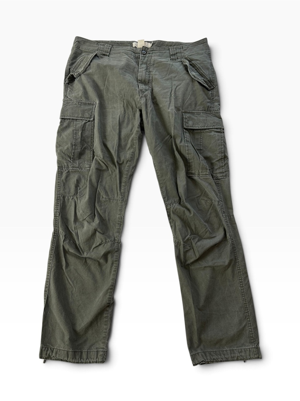 Olive Green Cotton Cargo Utility Pants — Gorpcore Hiking Outdoor Pants for Fall